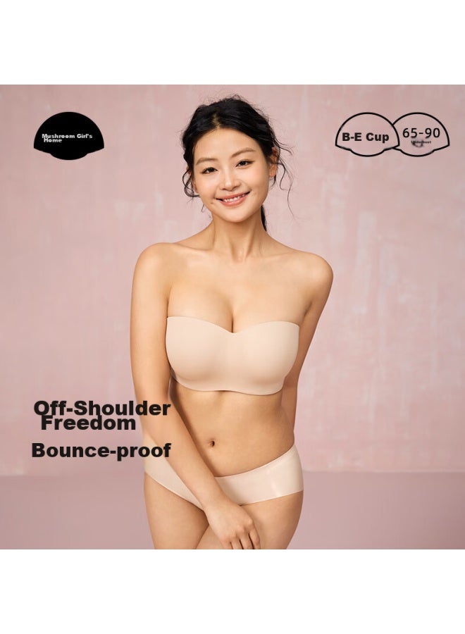 Mushroom Home Guniangjia Strapless Bra, Non-slip, Seamless, Women's Bandeau Bra, Invisible, Push-up, Plus Size, Supportive Cup, Bra, Makes Large Breasts Appear Smaller  - Image 2