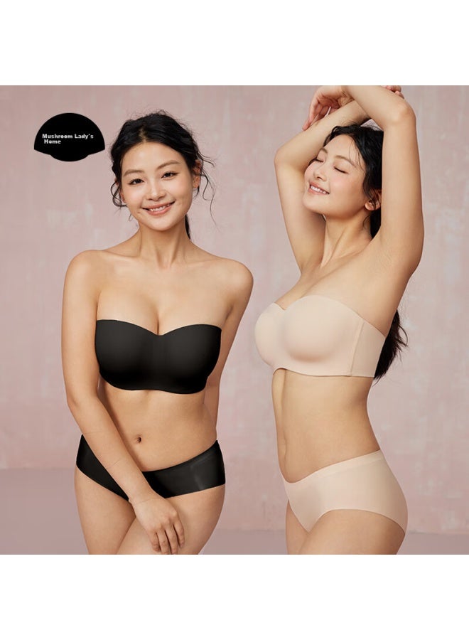 Mushroom Home Guniangjia Strapless Bra, Non-slip, Seamless, Women's Bandeau Bra, Invisible, Push-up, Plus Size, Supportive Cup, Bra, Makes Large Breasts Appear Smaller  - Image 1