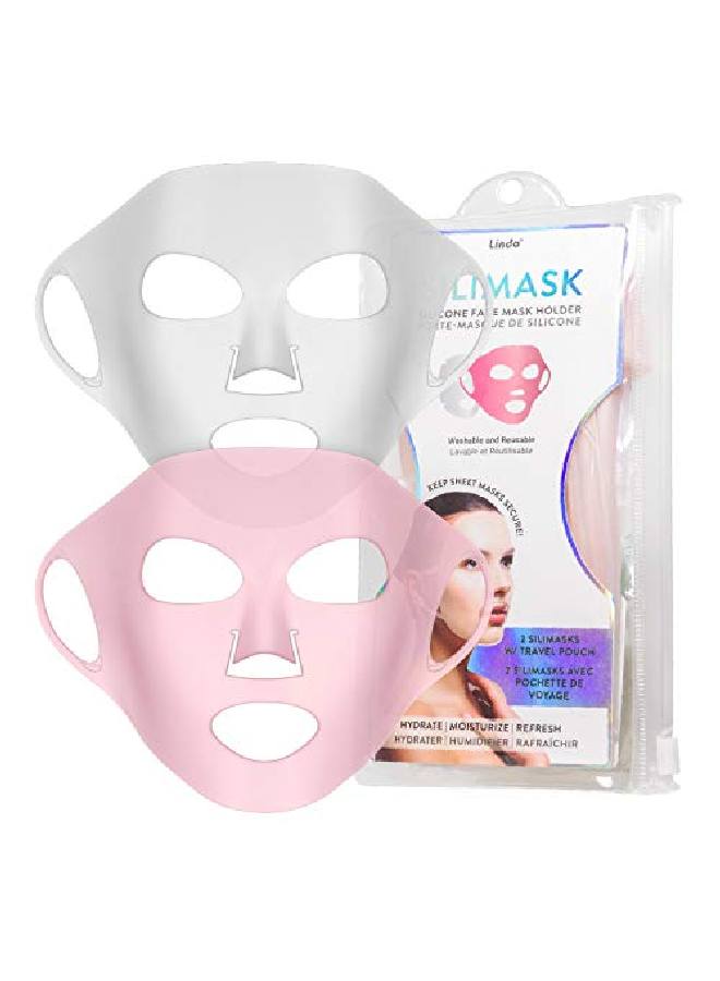 Lindo Silimask Reusable Antiwrinkle Silicone Face Mask Holder For Sheet Masks Moisturizing Facial Mask Cover Prevent Evaporation Beauty Face Tool Travel Pouch Included 2 Pack  - Image 2