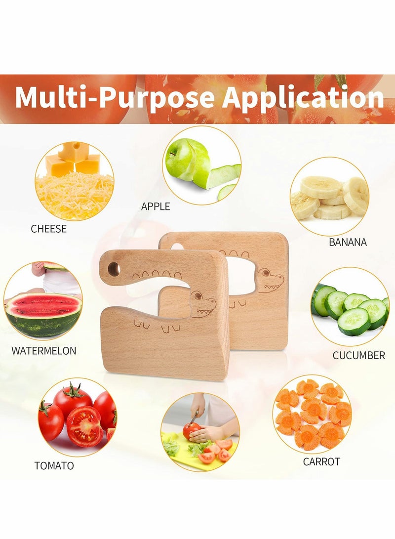 Excefore Wooden Kids Cooking Knives, Kitchen Toys Kids Wooden Knife Cutter Vegetable and Fruit Cutter for Kids Pretend Role Play for Fruits, Bread, Cakes, 2 Pieces - Image 4