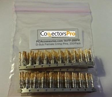 Connectors Pro DSub 20 mm Female Crimp Pins 200Pack Gold Tin Plated DB Crimp Pin for DB9 DB15 DB25 DB37 DB50 Female Connectors