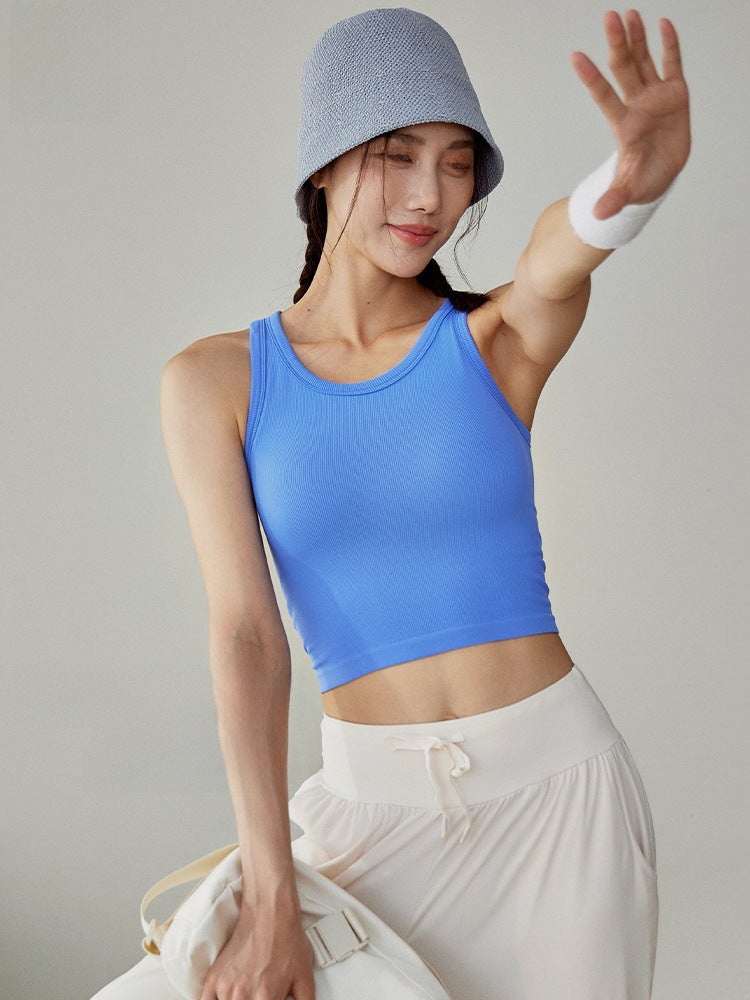 Seamless Sports Bra High-Impact Yoga Top Light blue