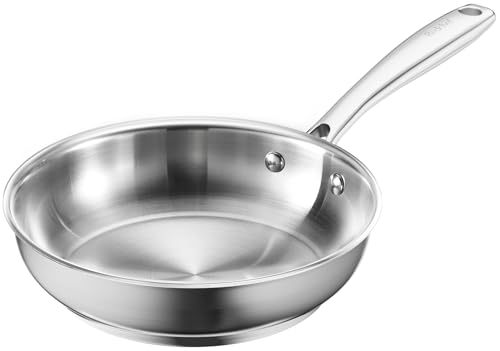 Redchef Stainless Steel Frying Pan, Non-Toxic Uncoated Skillet for Cooking, Induction Compatible Omelet Pan with Heavy-Gauge Bonded Base, Oven & Dishwasher Safe Egg Pan, 8 Inch - Image 1