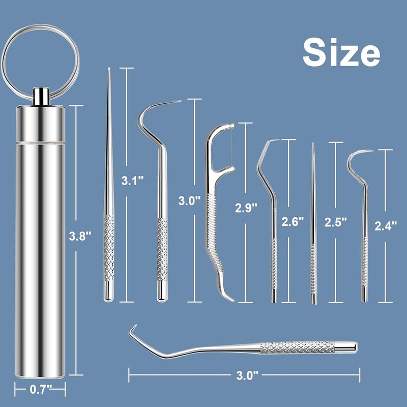 BOWJETE 14 Pieces 2 Set Holders Portable Metal Toothpick Reusable Portable Stainless Steel Toothpicks Pocket Set with Holder for Outdoor Picnic Camping Traveling Toothpick Holder Titanium Toothpick - Image 2
