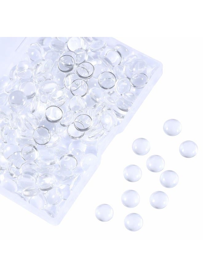 Hautoco 200pcs 10mm Glass Cabochons Round Clear Cabochons Dome Tiles for Earring Necklace Pendant Ring Keychain DIY Craft Jewelry Making - Image 1
