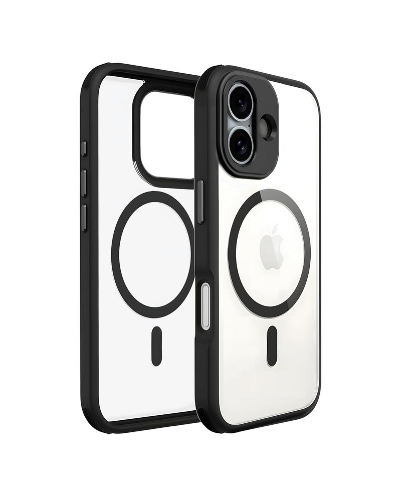 Daily Objects Polycarbonate Case for iPhone 16 Compatible with Mag-Safe Wireless Charging | Black Hybrid Magnetic Armour Slim Shockproof Back Cover - Image 4