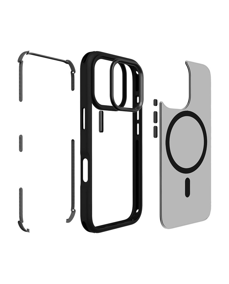 Daily Objects Polycarbonate Case for iPhone 16 Compatible with Mag-Safe Wireless Charging | Black Hybrid Magnetic Armour Slim Shockproof Back Cover - Image 5