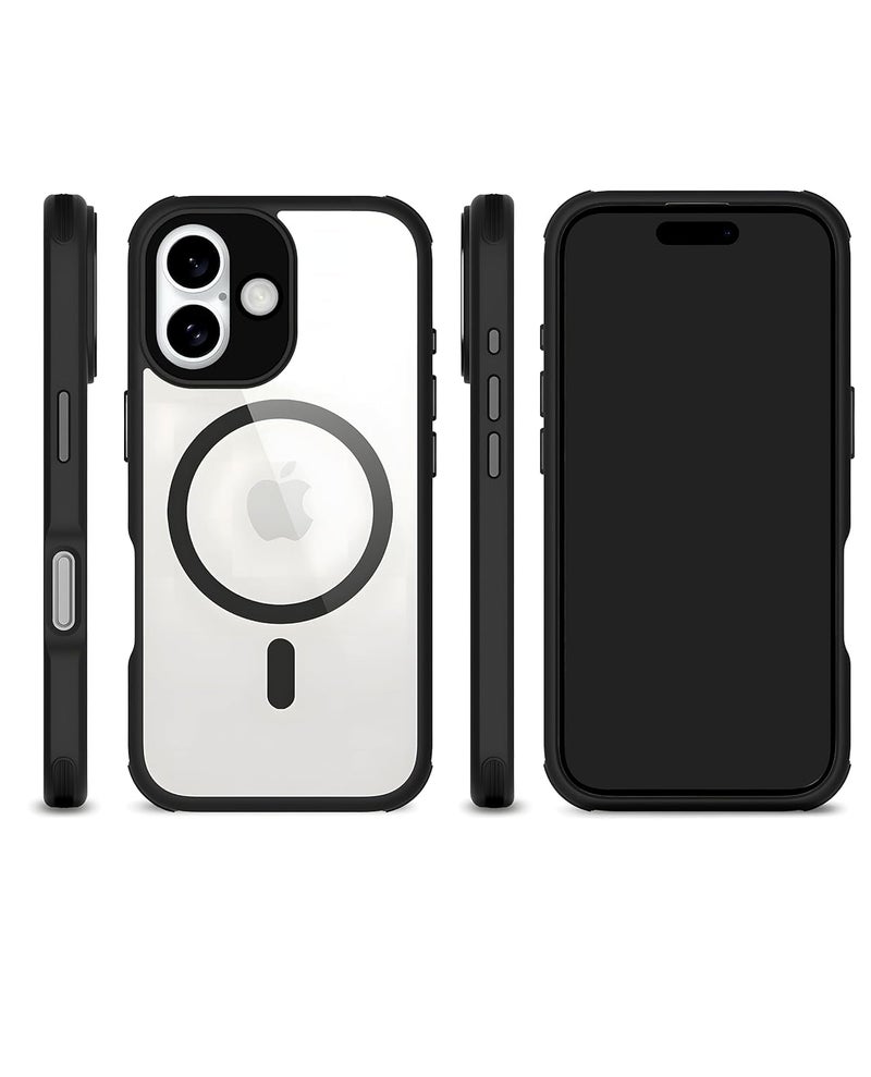 Daily Objects Polycarbonate Case for iPhone 16 Compatible with Mag-Safe Wireless Charging | Black Hybrid Magnetic Armour Slim Shockproof Back Cover - Image 2