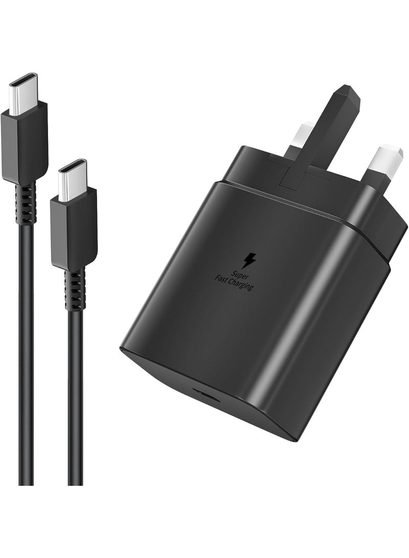 45W Super Fast Charger with Type-C Jack and USB-C Cable, 2m Fast Charging Wall Adapter, Compatible with S24 Ultra/S24 Plus/S23 FE/S24/S22/S21 S20, A54 A25 A15 A05S A53 A34 A23 5G, Z Fold 4 5/Z Filp, Tab S7 S8, and Other Devices, Black  - Image 1