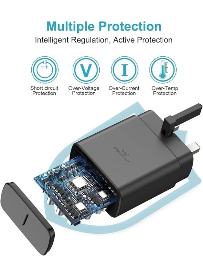 45W Super Fast Charger with Type-C Jack and USB-C Cable, 2m Fast Charging Wall Adapter, Compatible with S24 Ultra/S24 Plus/S23 FE/S24/S22/S21 S20, A54 A25 A15 A05S A53 A34 A23 5G, Z Fold 4 5/Z Filp, Tab S7 S8, and Other Devices, Black  - Image 2