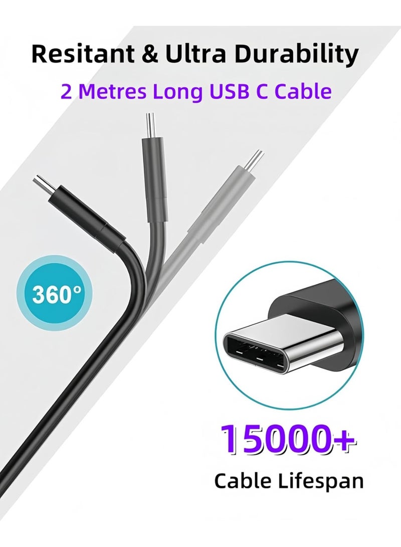 45W Super Fast Charger with Type-C Jack and USB-C Cable, 2m Fast Charging Wall Adapter, Compatible with S24 Ultra/S24 Plus/S23 FE/S24/S22/S21 S20, A54 A25 A15 A05S A53 A34 A23 5G, Z Fold 4 5/Z Filp, Tab S7 S8, and Other Devices, Black  - Image 5