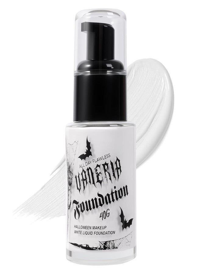 VANERIA White Foundation Liquid, Face Makeup Full Coverage Waterproof, Mixer Use or White Base for Goths, Vampires, Clowns. 30ML - Image 1