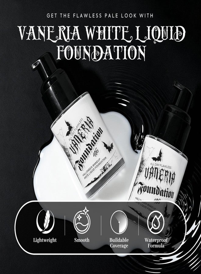 VANERIA White Foundation Liquid, Face Makeup Full Coverage Waterproof, Mixer Use or White Base for Goths, Vampires, Clowns. 30ML - Image 5