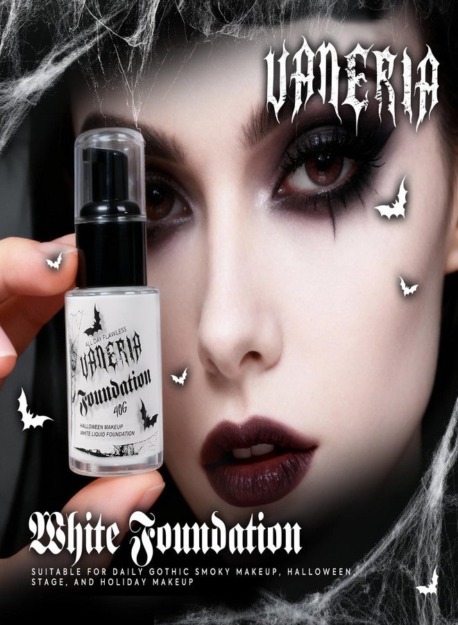 VANERIA White Foundation Liquid, Face Makeup Full Coverage Waterproof, Mixer Use or White Base for Goths, Vampires, Clowns. 30ML - Image 2