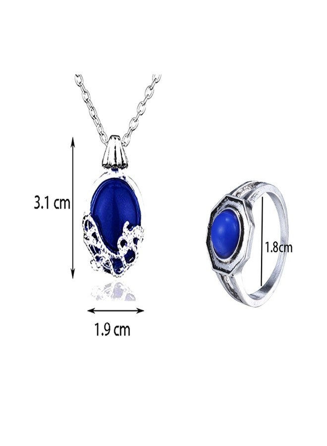 HJYZY قلادة HJYZY The Vampire Daywalking Katherine Sapphire Crystal Pendant، خاتم عائلة كلاوس مايكلسون، هدية لمحبي المسلسل مع ملصقات، 12 قطعة - Image 2