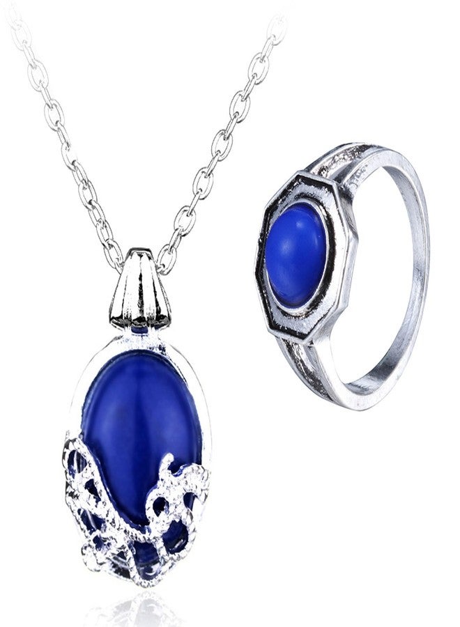 HJYZY قلادة HJYZY The Vampire Daywalking Katherine Sapphire Crystal Pendant، خاتم عائلة كلاوس مايكلسون، هدية لمحبي المسلسل مع ملصقات، 12 قطعة - Image 1