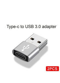 2-Piece Type-C to USB-A Converter OTG Adapter Set Gray