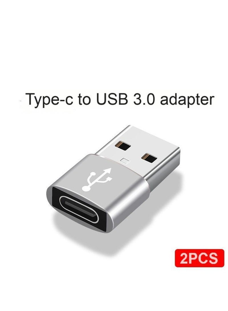 2-Piece Type-C to USB-A Converter OTG Adapter Set – USB 3.0 Technology, Supports Data Transfer & Charging – Gray - Image 1
