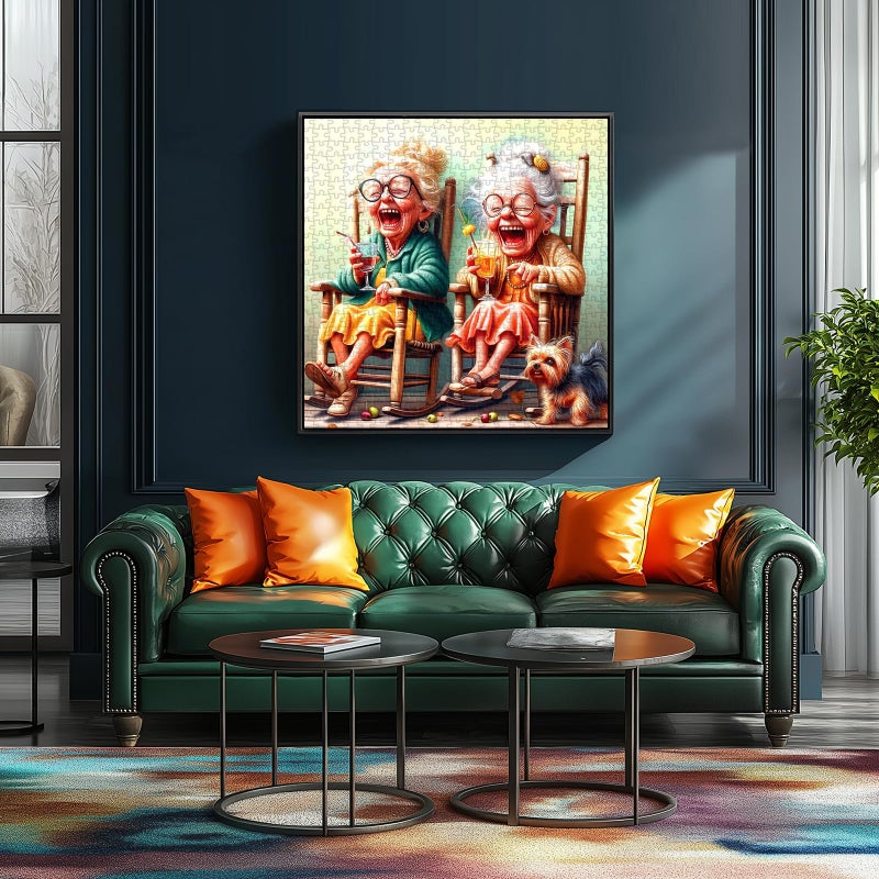 Blueforest Puzzles for Adults 500 Pieces Vibrant Friendship Cozy Rocking Chairs Jigsaw Puzzles Yorkshire Terrier & Colorful Cocktails Wall Decor for Living Room Bedroom for Nature Lovers - Image 4