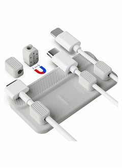 SYOSI Cable Management Magnetic Holder Desktop Multipurpose Cord Keeper 5 Clips for Lightning Cables, USB C Micro Sticks to Wood, Marble, Metal, Glass  - Image 1