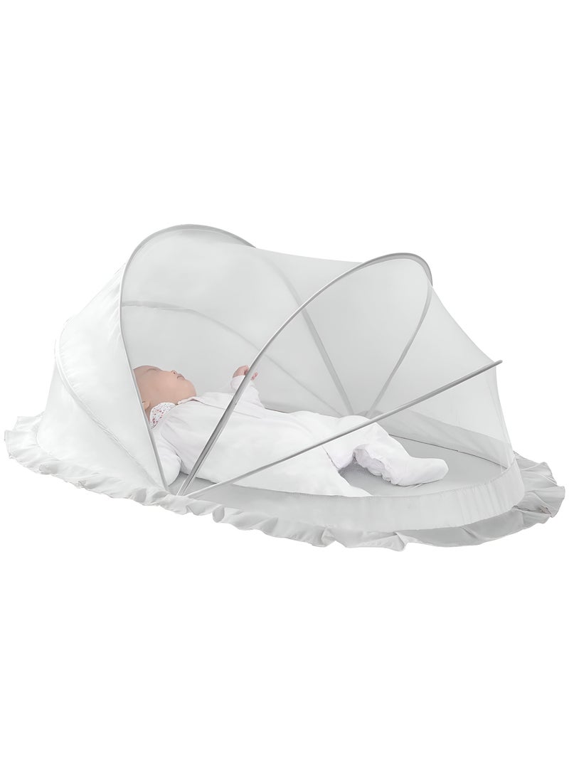 VIO Foldable Baby Mosquito Sleep Net For Infants Babies Portable Comfortable Easy Use Flies Insects Bugs Net for Bed Cot Crib Mat Carpet Indoor Outdoor Travel 125 60 55 CM - Image 3
