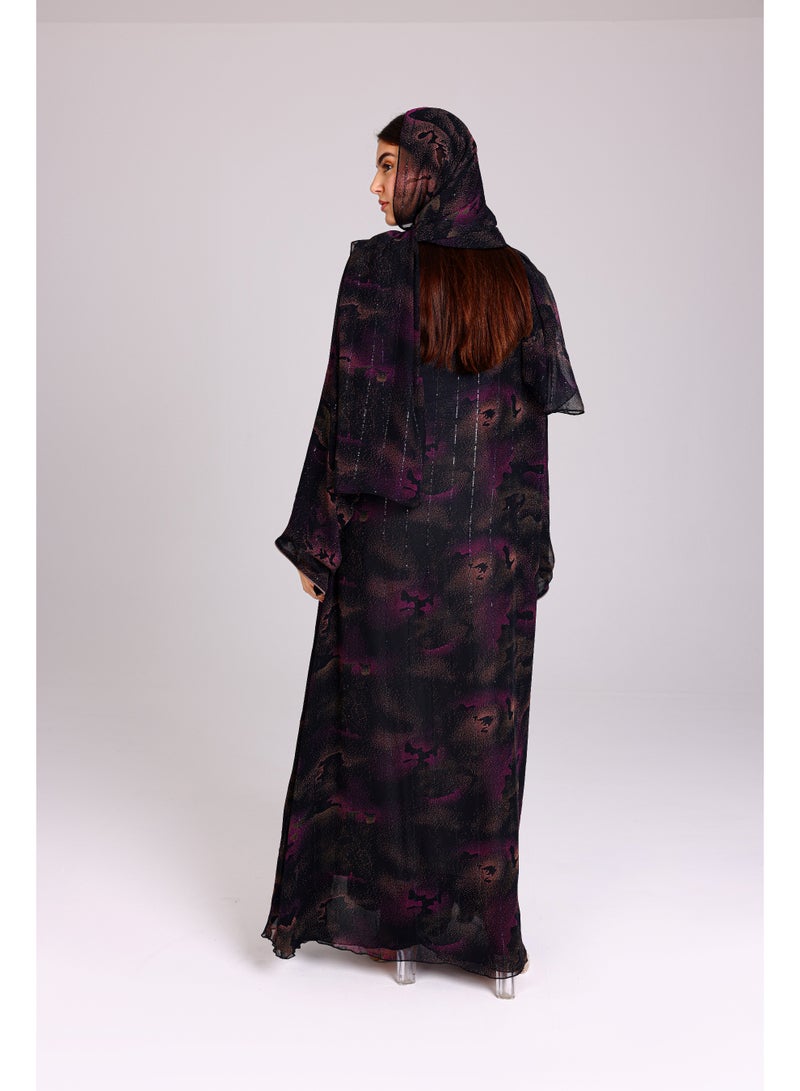 اكسا عباية نقوش ظلال انيقة بنفسجي - Image 4