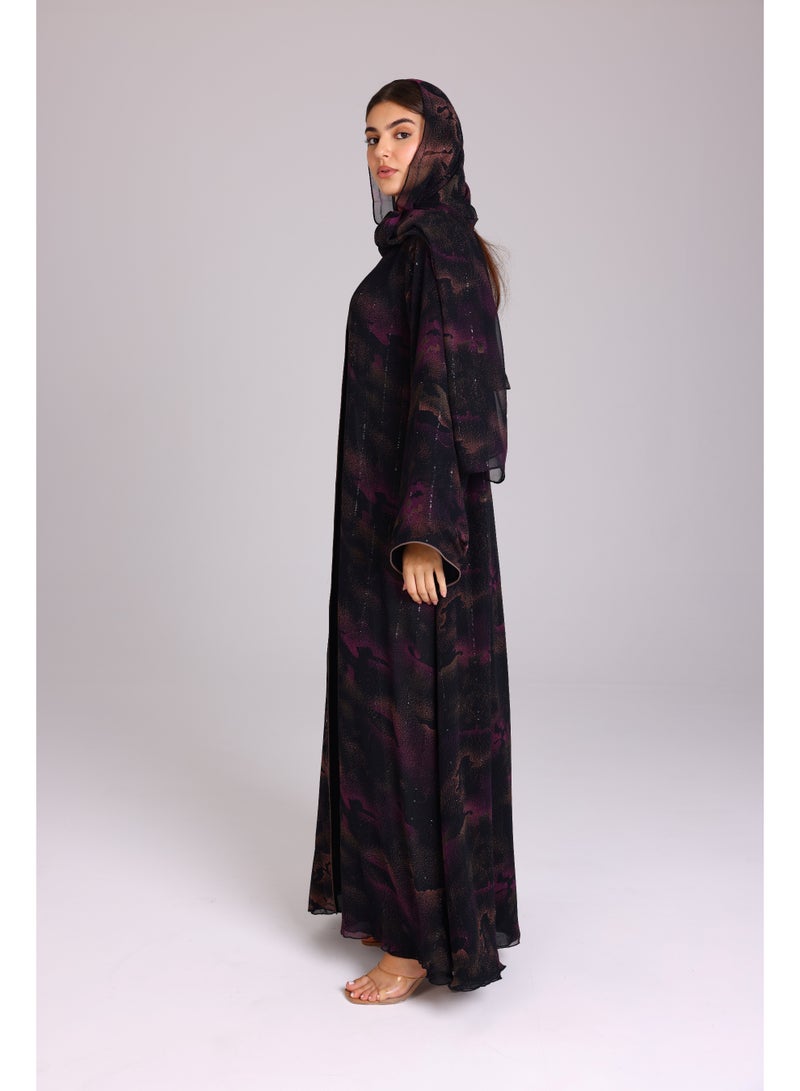 اكسا عباية نقوش ظلال انيقة بنفسجي - Image 3