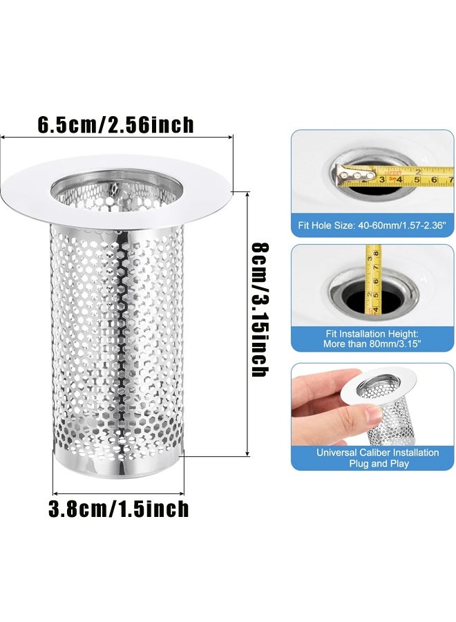 عبوة من 2 مصفاة تصريف دش، مصفاة تصريف أرضية من الفولاذ المقاوم للصدأ، مجمع شعر الحوض العميق للمطبخ والحمام والشرفة وتصريف الأرضية - Image 2