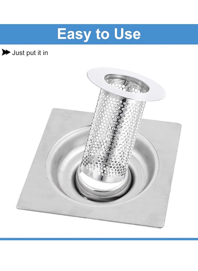 عبوة من 2 مصفاة تصريف دش، مصفاة تصريف أرضية من الفولاذ المقاوم للصدأ، مجمع شعر الحوض العميق للمطبخ والحمام والشرفة وتصريف الأرضية - Image 4