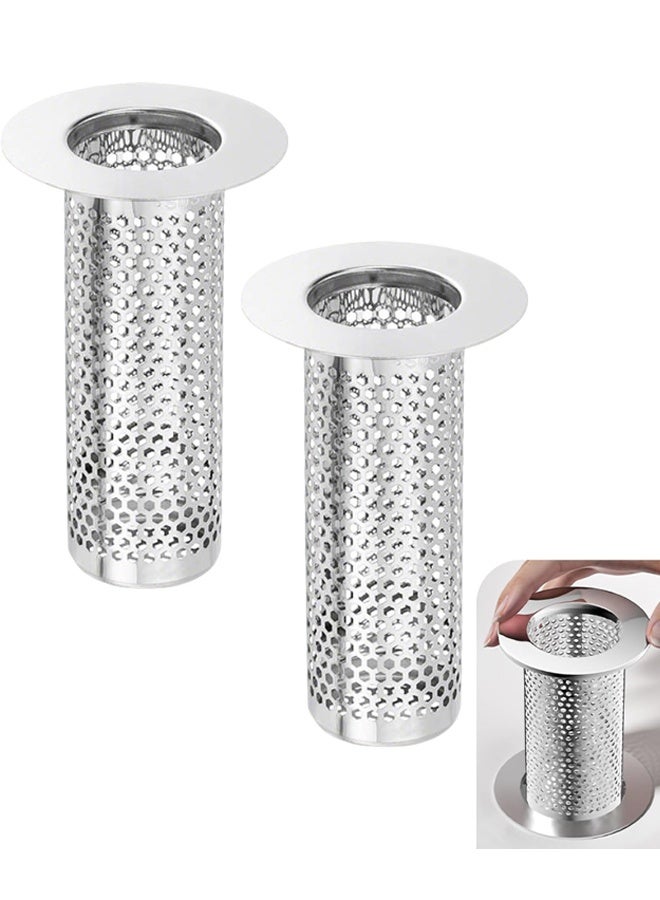 عبوة من 2 مصفاة تصريف دش، مصفاة تصريف أرضية من الفولاذ المقاوم للصدأ، مجمع شعر الحوض العميق للمطبخ والحمام والشرفة وتصريف الأرضية - Image 1