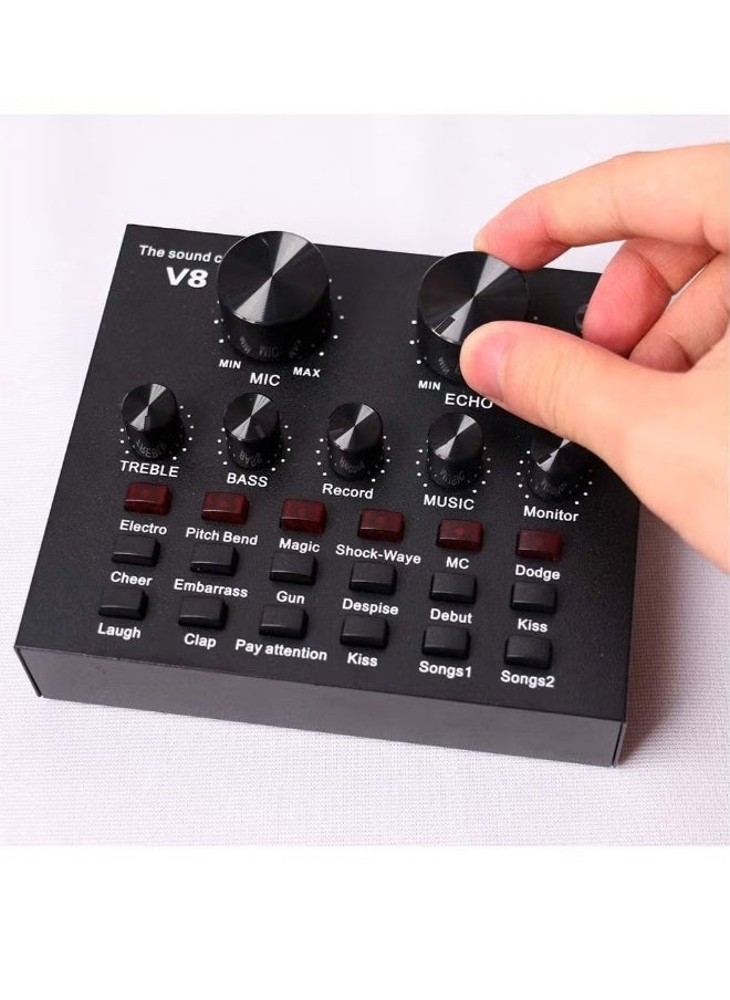 Generic Condenser Microphone Mic Sound Card with Voice Changer Audio Mixer Podcast Bluetooth Live Sound Board for iPhone PC Phone Microphone, 13 Sound Effects Mixer for Streaming, Recording, Gaming, YouTube  - Image 1