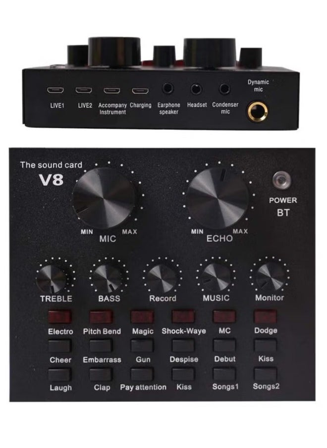 Generic Condenser Microphone Mic Sound Card with Voice Changer Audio Mixer Podcast Bluetooth Live Sound Board for iPhone PC Phone Microphone, 13 Sound Effects Mixer for Streaming, Recording, Gaming, YouTube  - Image 4