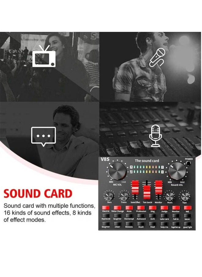 Generic Condenser Microphone Mic Sound Card with Voice Changer Audio Mixer Podcast Bluetooth Live Sound Board for iPhone PC Phone Microphone, 13 Sound Effects Mixer for Streaming, Recording, Gaming, YouTube  - Image 5