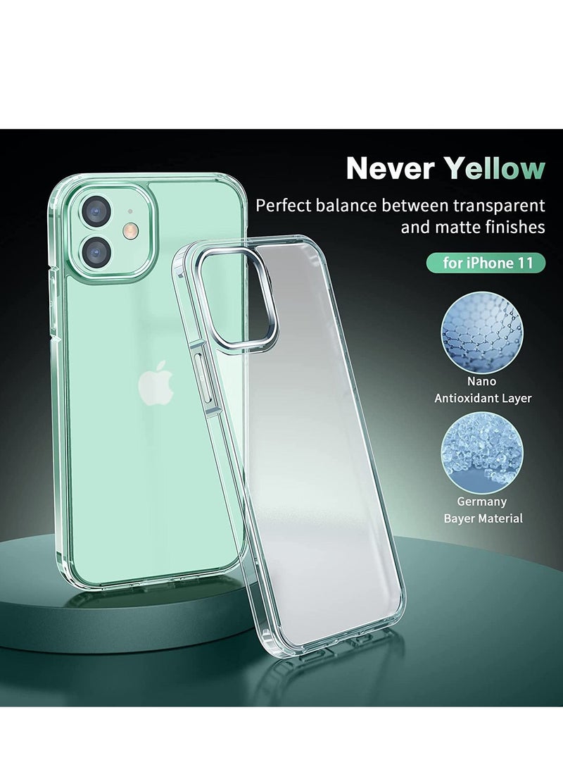 Raxoom Upgraded  [5-in-1] for iPhone 11 Case, with 2 Pcs 9H Tempered Glass Screen Protector + 2 Lens Protector, Matte-Finish, Shockproof Dropproof, Anti-Scratch Phone Case Cover Kit for iPhone 11, Clear - Image 2