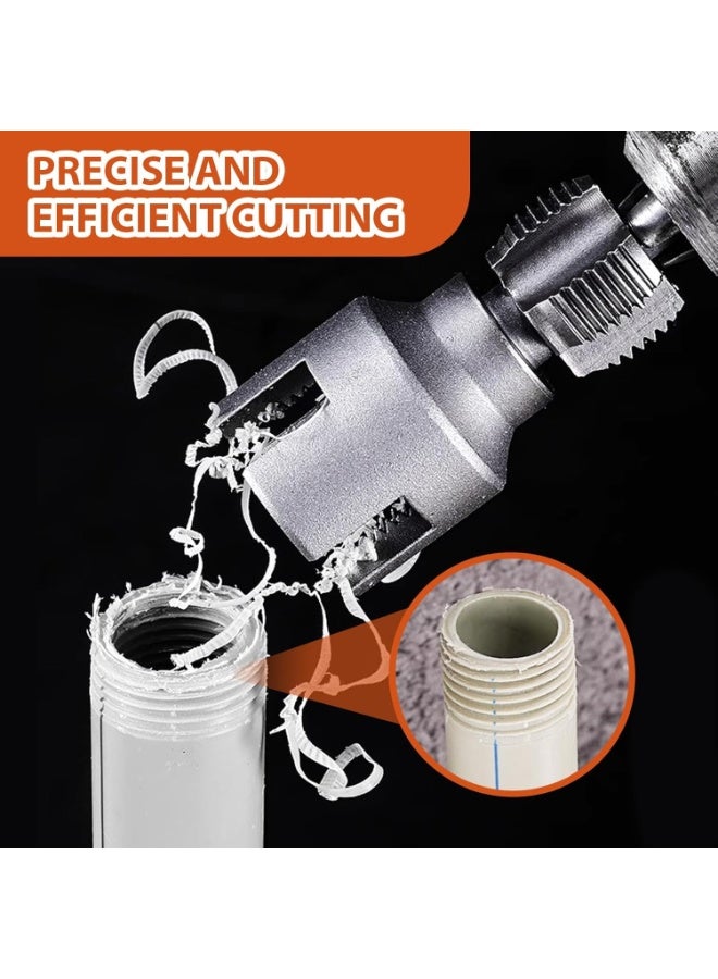 يوڠام أداة دمج لولبة الأنابيب الداخلية والخارجية 2025 الجديدة، أداة لولبة 2 في 1 لقص لولب الأنابيب PVC والمعدنية للاستخدام مع المثقاب الكهربائي مقاس 1/2" + 3/4" - Image 2