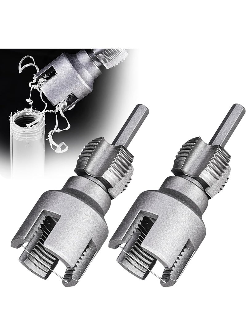 يوڠام أداة دمج لولبة الأنابيب الداخلية والخارجية 2025 الجديدة، أداة لولبة 2 في 1 لقص لولب الأنابيب PVC والمعدنية للاستخدام مع المثقاب الكهربائي مقاس 1/2" + 3/4" - Image 1