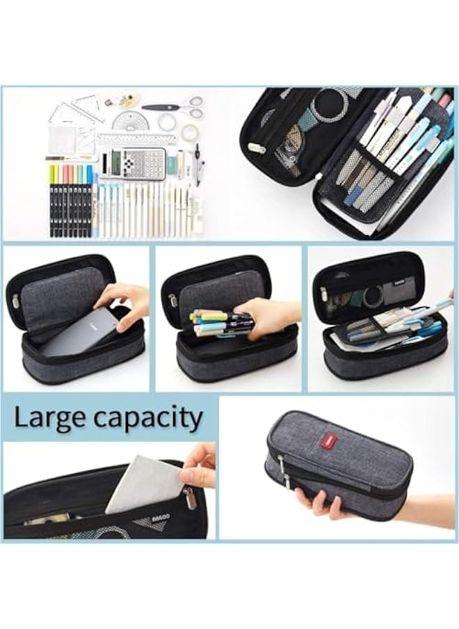 TRASSLE Big Capacity Pencil Case, Fashionable Pencil Case for Girls and Boys, Canvas Pencil Pouch,With Name Stickers and Cute Cute Panda Notebook For Office College School  - Image 3