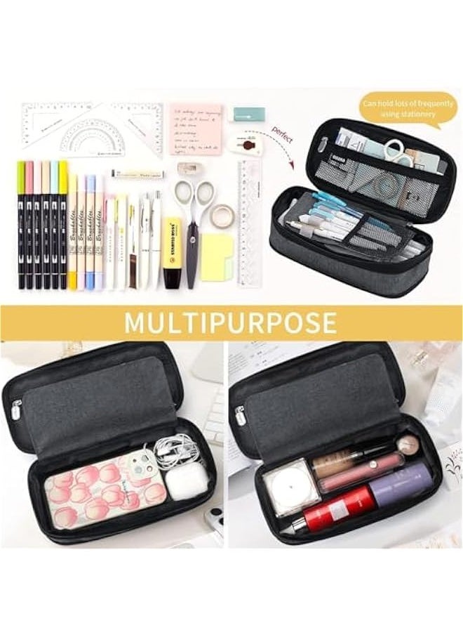 TRASSLE Big Capacity Pencil Case, Fashionable Pencil Case for Girls and Boys, Canvas Pencil Pouch,With Name Stickers and Cute Cute Panda Notebook For Office College School  - Image 4