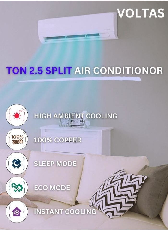 Voltas 2.5 Ton Split AC with Rotary Compressor, High Ambient Cooling, R410A Refrigerant, and Intelligent Features - VST30CR-DR23