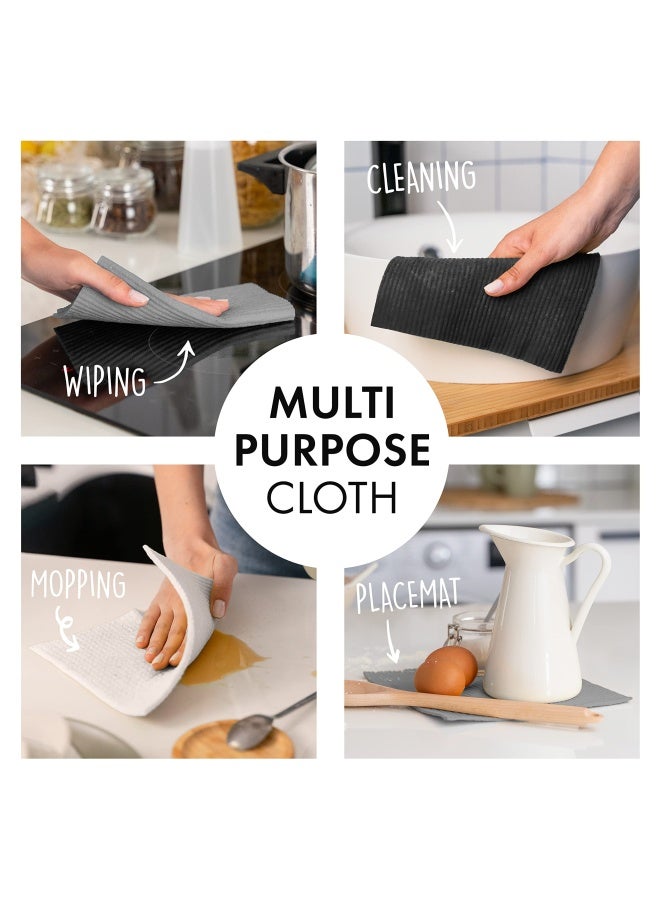 Superscandi Swedish Dishcloths For Kitchen 6 Pack Of Grey Reusable Compostable Kitchen Cloth Made In Sweden Cellulose Sponge Swedish Dish Cloths For Washing Dishes - Image 3