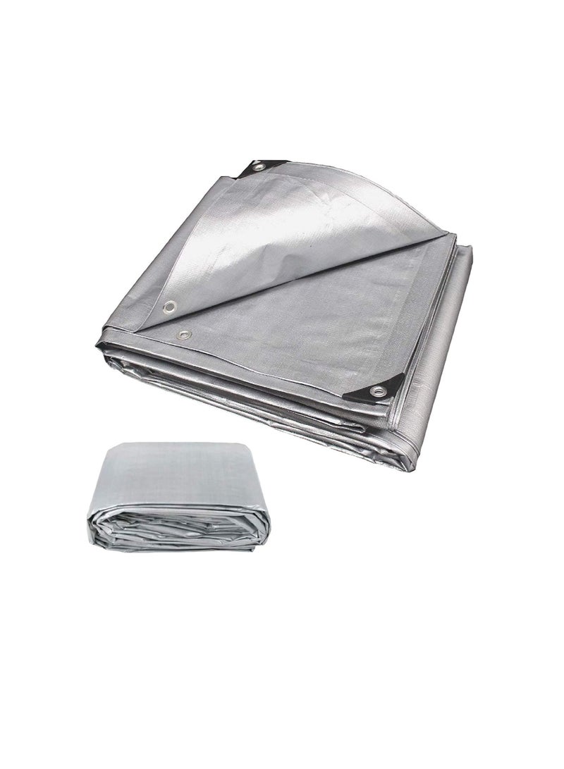 Waterproof Ground Cover Tent Shelter Dust-proof Rain Cover Tarpaulin Sheet (24 x 24, SILVER) - Image 1
