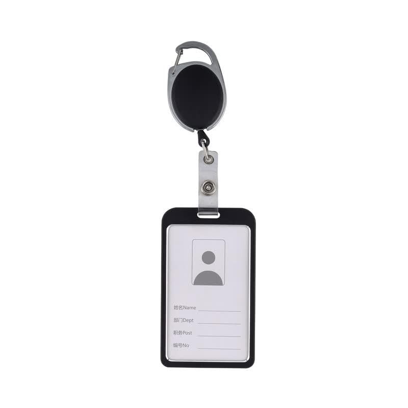 Lazybeee Aluminum Alloy ID Card Badge Holder with Yoyo Reel - A Stylish and Convenient Solution for Office Identification (Pack of 1, Black) - Image 1