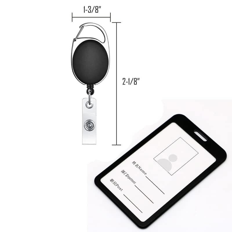Lazybeee Aluminum Alloy ID Card Badge Holder with Yoyo Reel - A Stylish and Convenient Solution for Office Identification (Pack of 1, Black) - Image 2