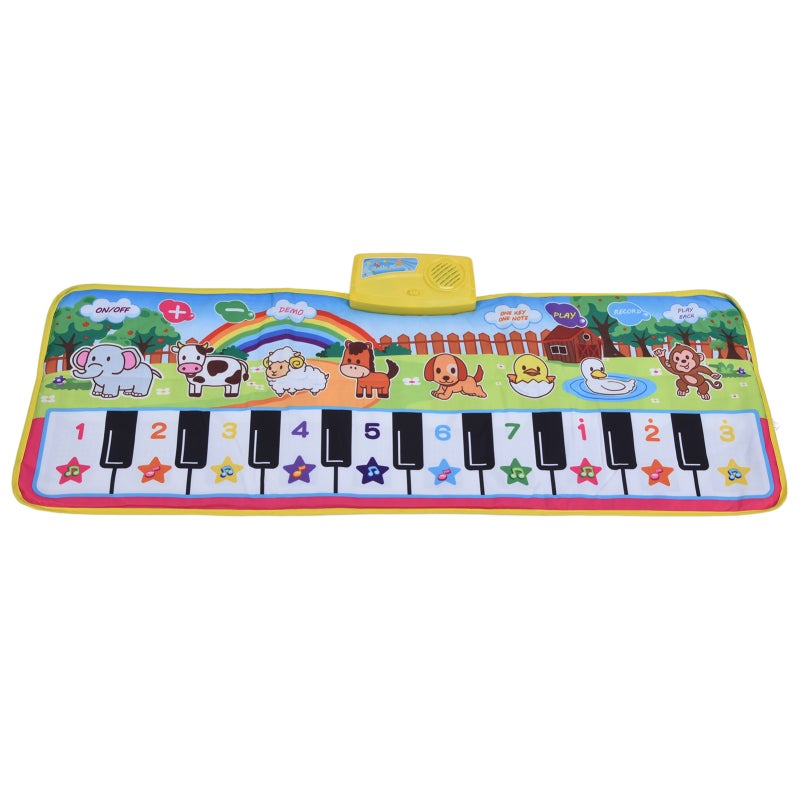 Children's Music Mat Cotton Cloth Safe Non Slip Foldable - Interactive Animal Sounds Flashing Lights Educational Music Toy for Toddlers Babies - Image 1