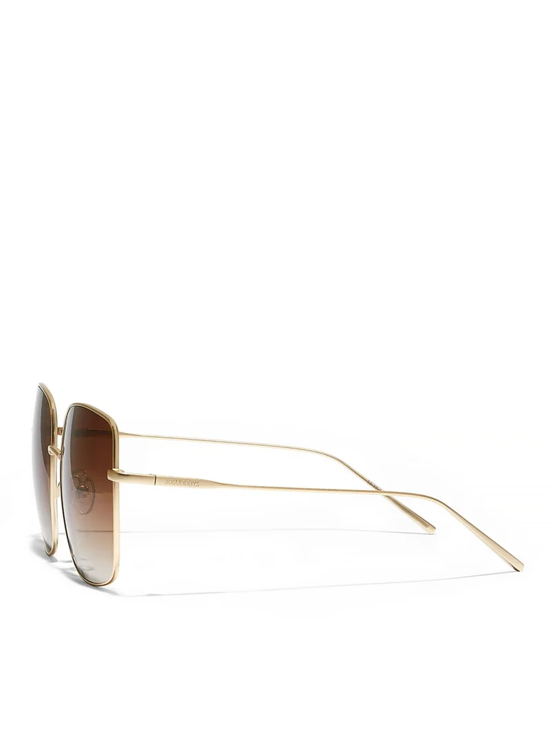 30Sundays SQUARE ONE Women Brown Sunglasses - Frame Material: Metal - Lens Color: Brown- Frame Color: Japanese Gold - Full Rim