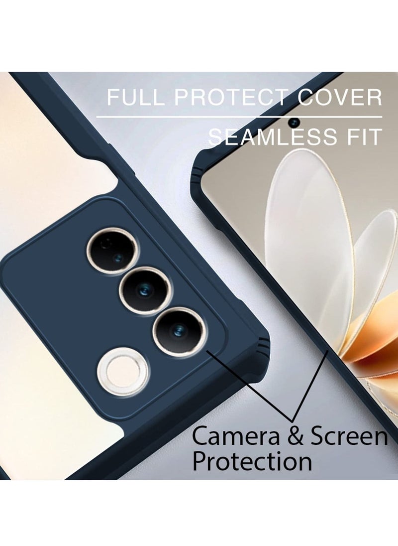 Generic - vivo V27/V27 Pro 5G Blue Mobile Phone Case Cover, Ultra-Thin Lightweight Cover Soft TPU Bumper + Acrylic Clear Back Case Cover - Image 1