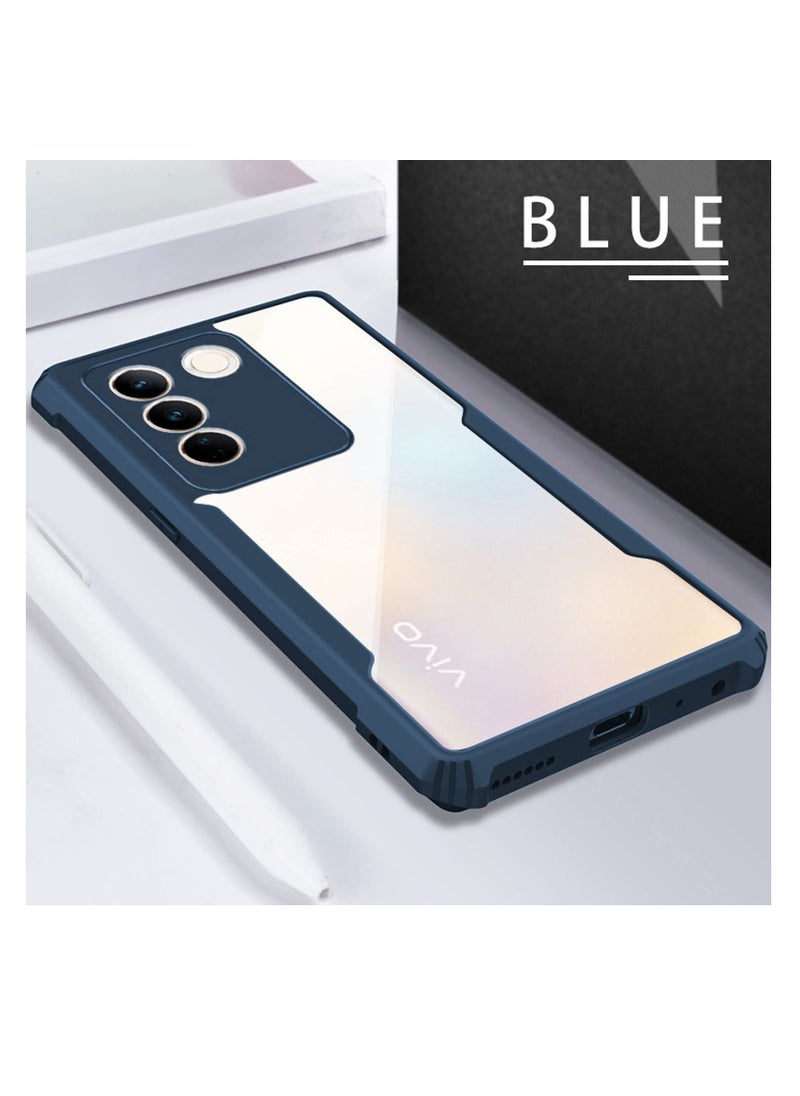 Generic - vivo V27/V27 Pro 5G Blue Mobile Phone Case Cover, Ultra-Thin Lightweight Cover Soft TPU Bumper + Acrylic Clear Back Case Cover - Image 1