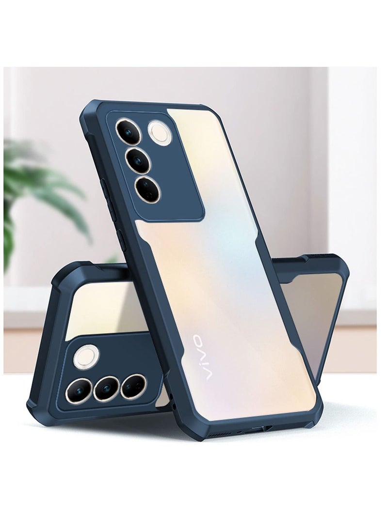Generic - vivo V27/V27 Pro 5G Blue Mobile Phone Case Cover, Ultra-Thin Lightweight Cover Soft TPU Bumper + Acrylic Clear Back Case Cover - Image 1