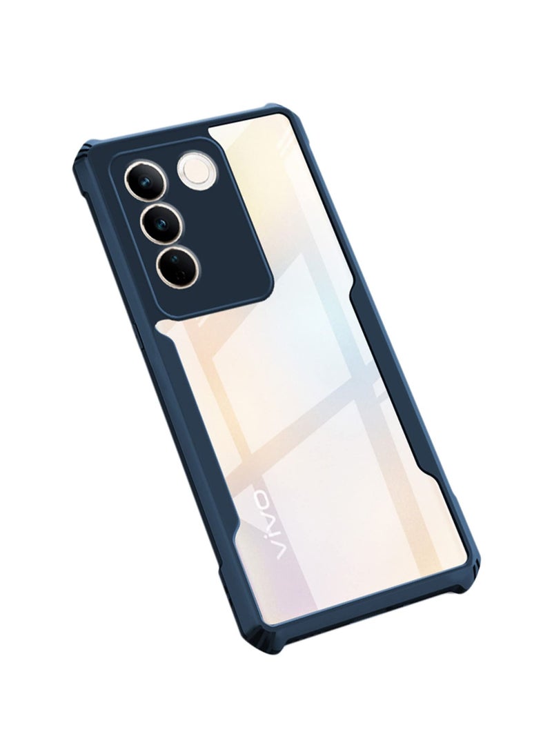 Generic - vivo V27/V27 Pro 5G Blue Mobile Phone Case Cover, Ultra-Thin Lightweight Cover Soft TPU Bumper + Acrylic Clear Back Case Cover - Image 1