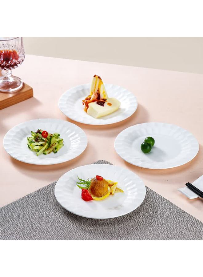 Sky Top Ceramic Plates, Bone Dishes, Pure White Dish, Bone Porcelain Embossed 6-inch Flat Plate Set Of 4, Crystal Series - Image 2